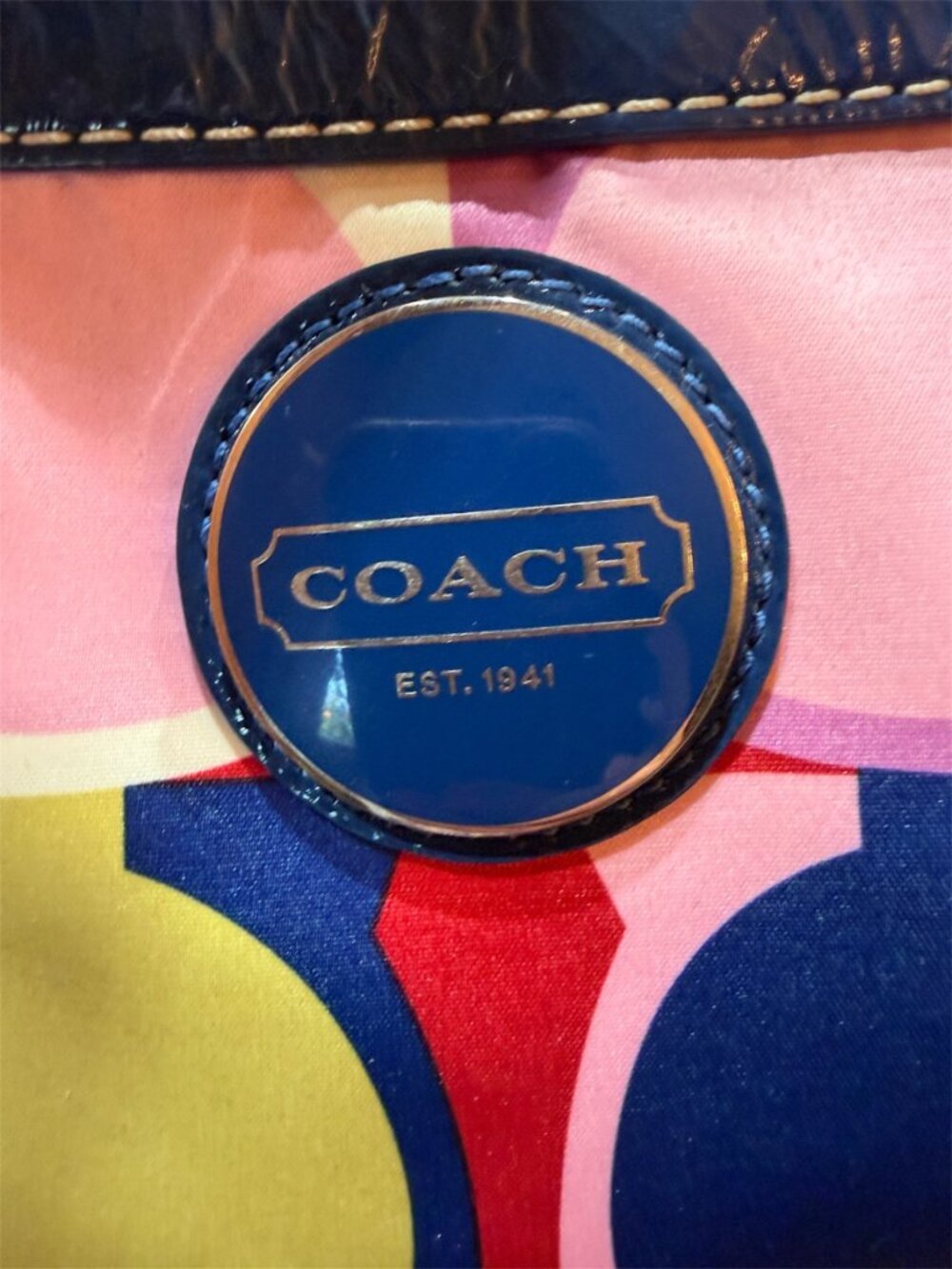 COACH VINTAGE Y2K OP ART SIGNATURE SCARF PRINT SATIN TOTE/SHOULDER BAG - EUC - Picture 5 of 7